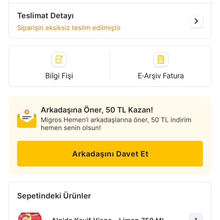 Migros Eksik Ürün Gönderiliyor Sürekli