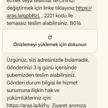 Aras Kargo Yenidoğan Şube Kargomuzu Getirmedi