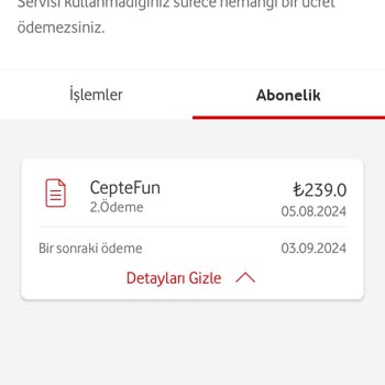Vodafone Onaysız Ceptefun Aboneliği Ve Haksız Ücretlendirme