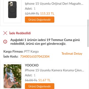 Trendyol'dan Aldığım Telefon Kılıfının İadesi Kabul Edilmedi