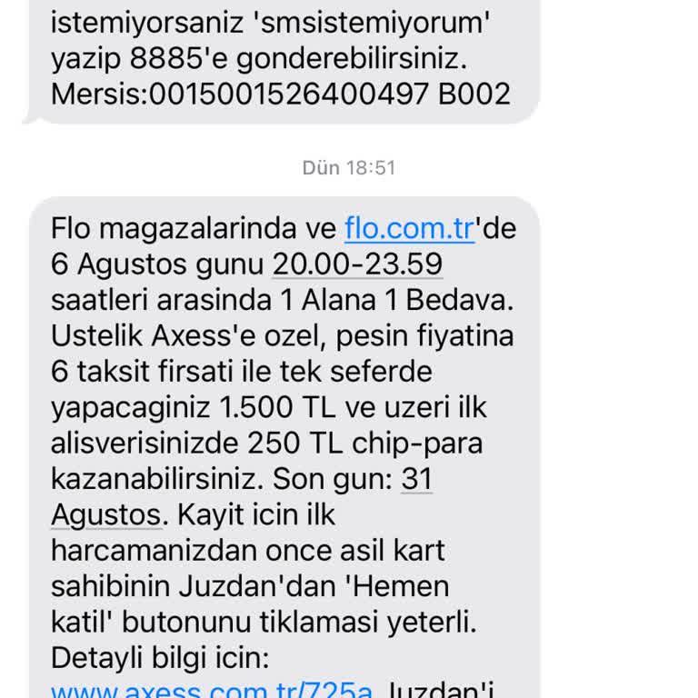 Akbank Axess Sahte Kampanya SMS İ Atıyor