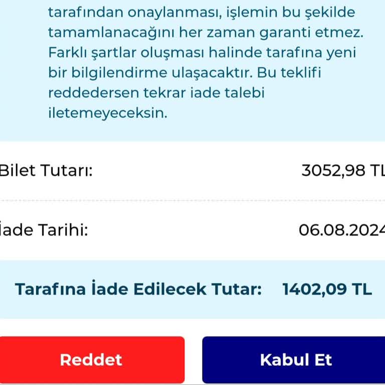 Turna.com 1 Gün Sonra İptalde Fahiş Kesinti