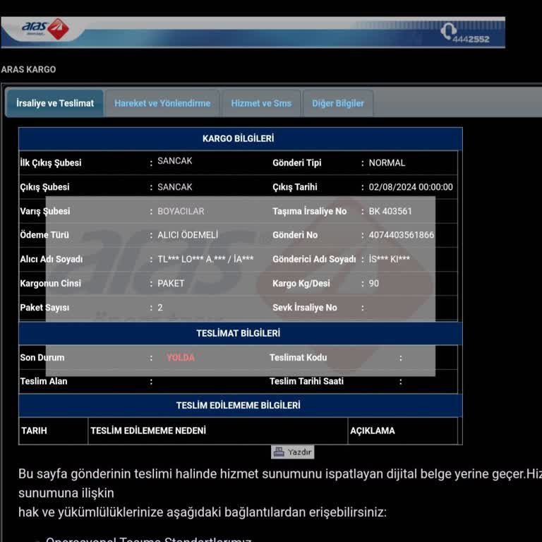 Aras Kargo 5 Gündür İade Kargomu Teslim Etmedi
