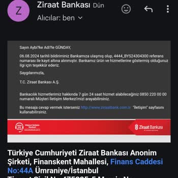 Ziraat Bankası Bilgim Dahilinde Olmayan İşlem
