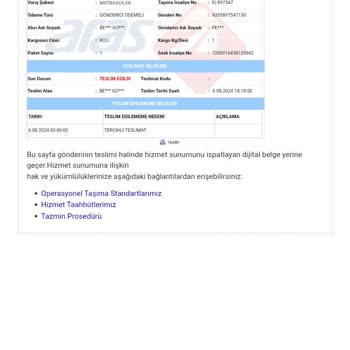 Aras Kargo Teslim Edilmeyen Kargonun Teslim Edilmiş Gibi Gösterilmesi