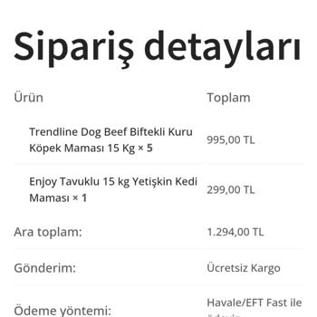 Patirüya Siparişim Gönderilmedi