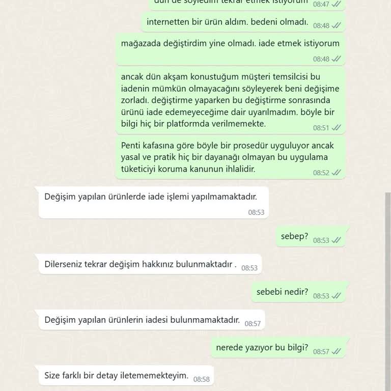 Penti Tüketici Haklarını Baştan Yazmış. Müşteri İlişkileri İse Sıfır.