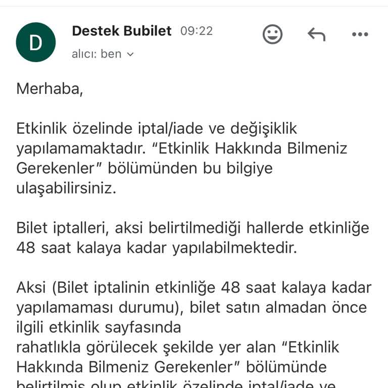 Bubilet Bilet İptal Talebi
