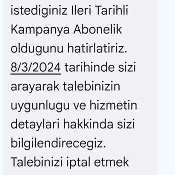 Turkcell İleri Tarihli Kampanya Değişikliği Talebi Karşılanmadı