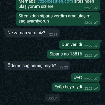 vozolcesitleri.com Sipariş Verdim, Ürün Ve İletişim Yok