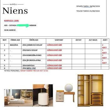 Niens Mobilya Teslim Tarihi Geçti Ürünü Teslim Etmiyor.