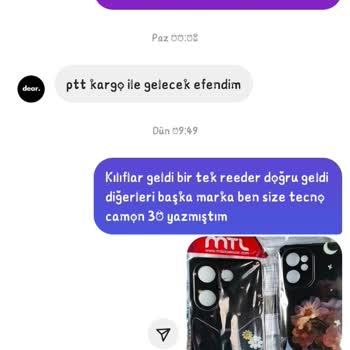 Dearcasetr (Instagram) Telefon Kılıfı Yanlış Gönderildi