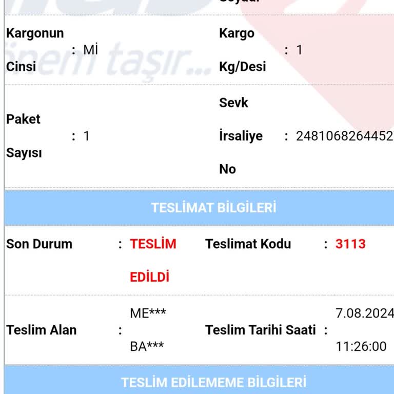 Dolap Ürünüm Teslim Edildiği Halde Edilmedi Gözüküyor