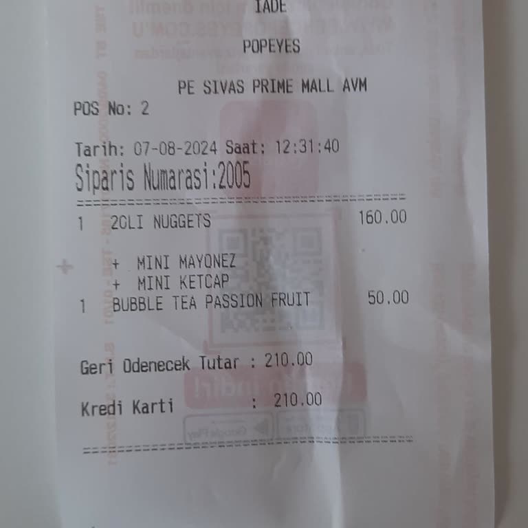 Popeyes Deki Kasiyerin Nezaketsizliği Sivas İva Park AVM Deki