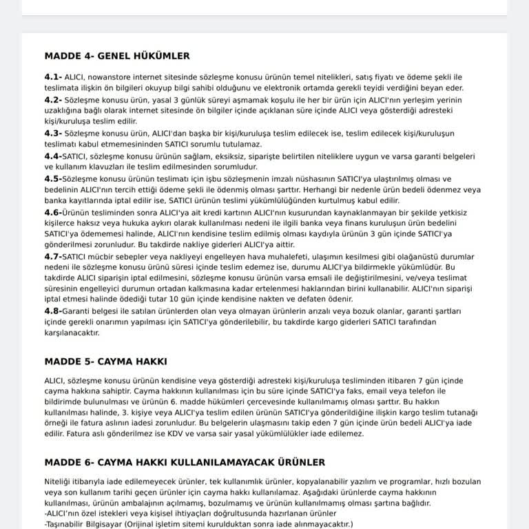 Nowan Store İadede Kargo Ücreti Sorunu