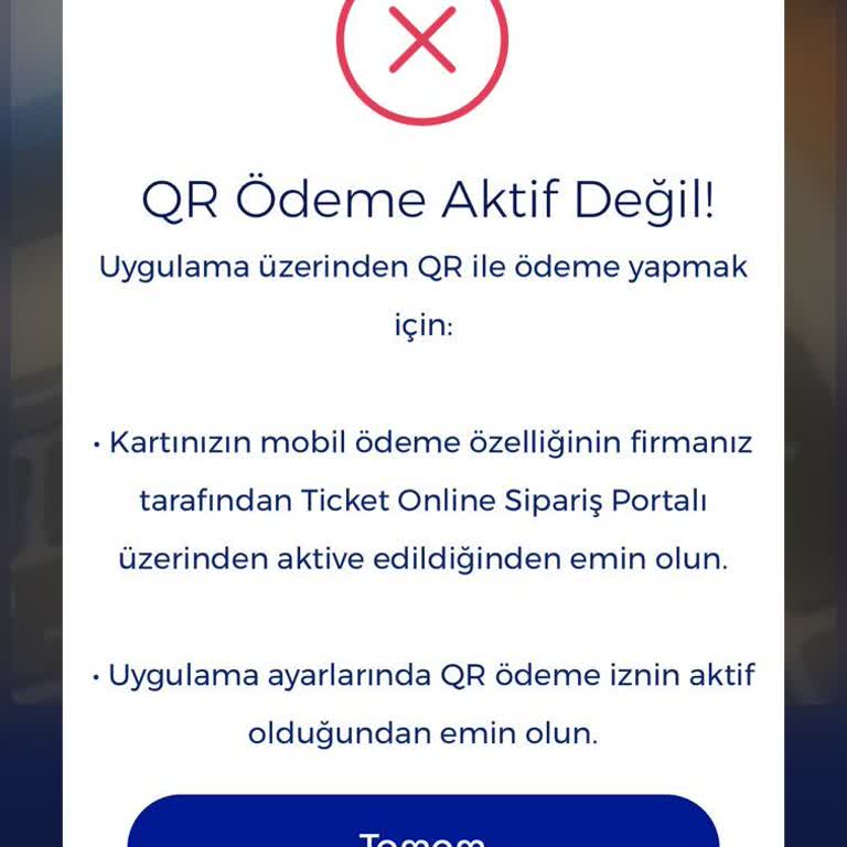 Ticket Restaurant Online İle Ödeme Yapamıyorum Ve QR Kodu Da Çalışmıyor