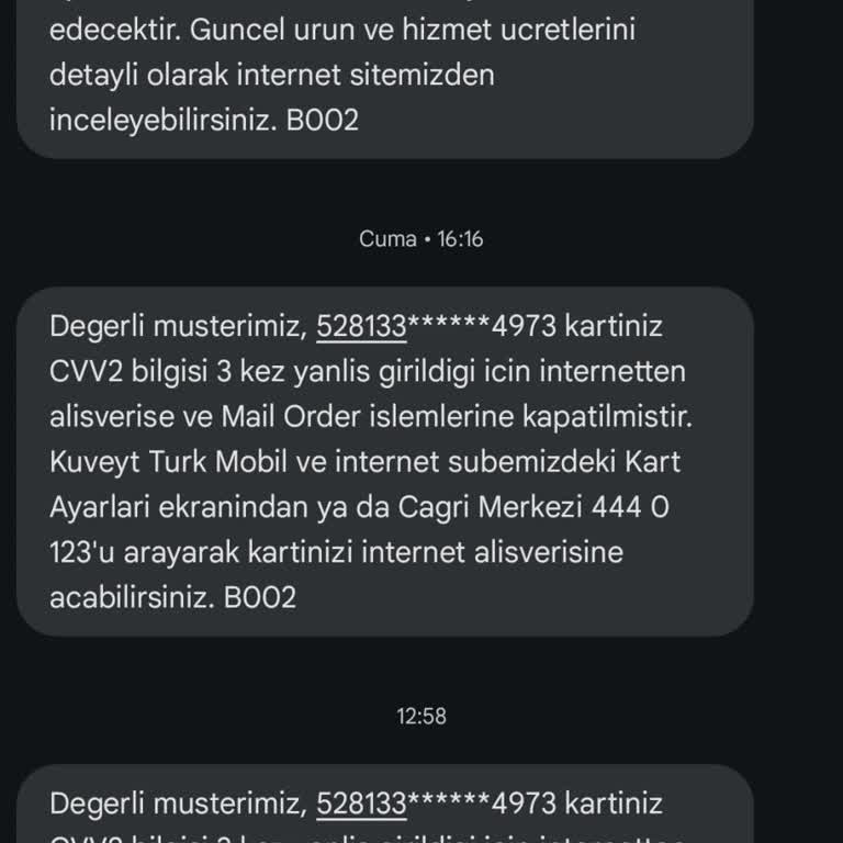 Kuveyt Türk CVV Kodu Hatası