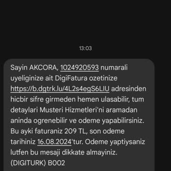 Digiturk Haksız Fatura Olmayan Üyeliğe Para İstiyor