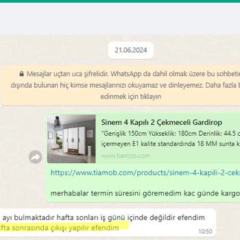 Tiamob Mobilyadan Şikayetçiyim Dolap Aldım 39 Gün Oldu