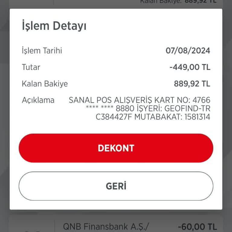 Geofind Hesabımdan İzinsiz Para Çekimi