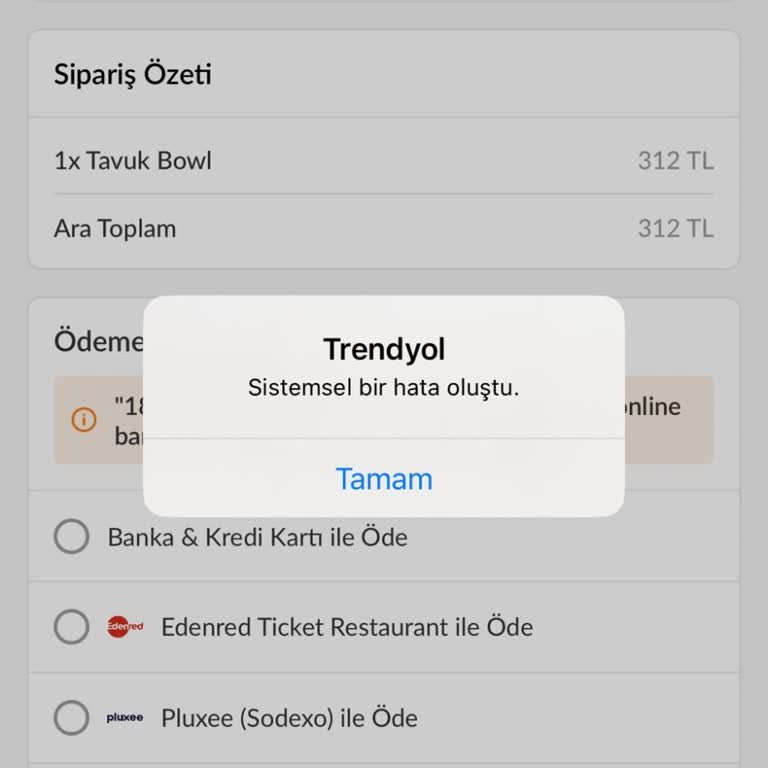 Trendyol GO Üzerinden Multinet Kartı İle Ödeme Sorunu