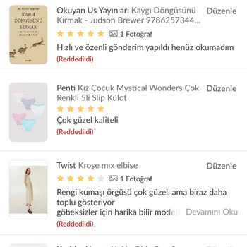 Trendyol "Şüpheli Yorum" Açıklaması İle Red Olan Ürün Gerçek Yorumlarım Hk.