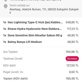 Yemeksepeti Yanlış Ürün Gönderdi.