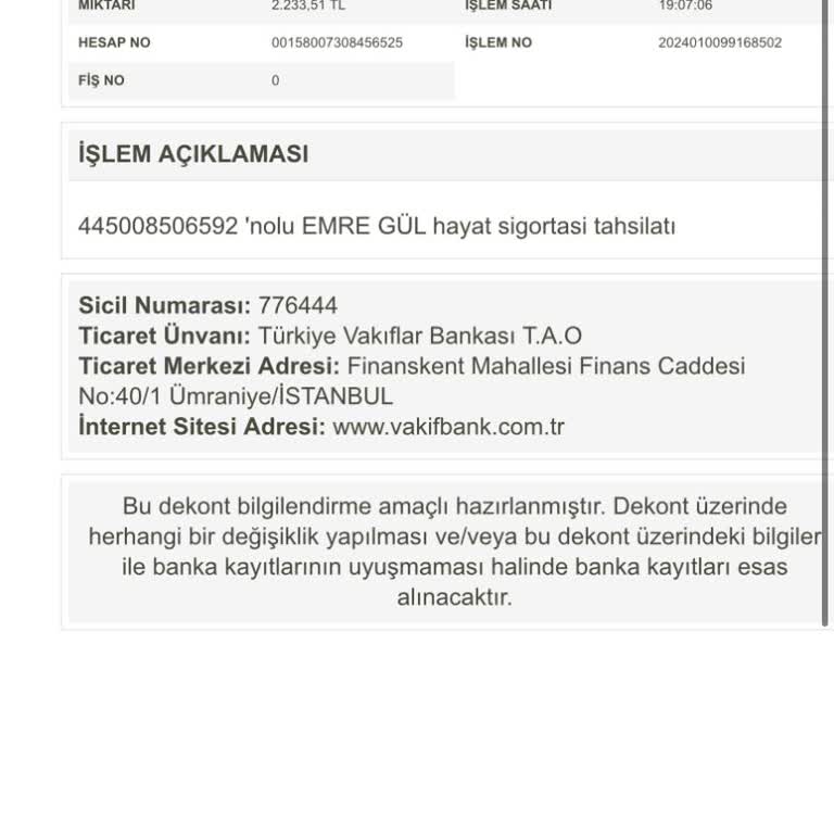 Türkiye Hayat Emeklilik Kredi Hayat Sigortası İptal Hakkı