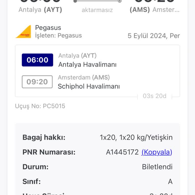 Turna.com Un Verdiği PNR Kodunun Pegasus İle Uyuşmaması