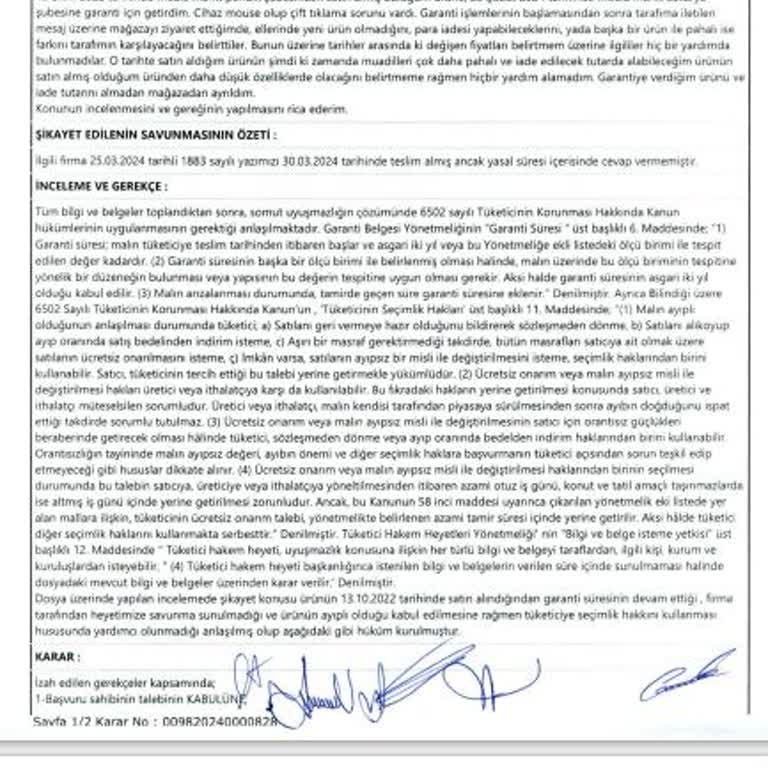 HP Türkiye, Tüketici Hakem H. Kararına Rağmen Mağduriyetim Giderilmedi