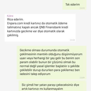 QNB Finansbank Enpara Kredi Kartımdan İzinsiz Para Çekimi