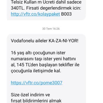Vodafone'dan Gelen Mesajları Engelleyemiyorum