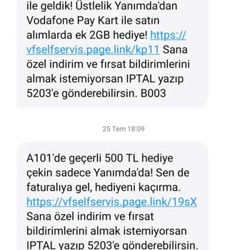 Vodafone'dan Gelen Mesajları Engelleyemiyorum