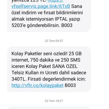 Vodafone'dan Gelen Mesajları Engelleyemiyorum