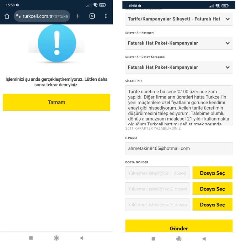 Turkcell'den %100 Zam Ve Şikayet Kaydı Sorunu