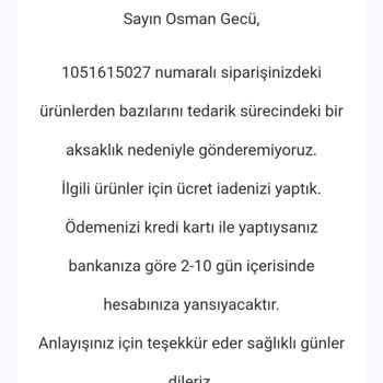 Koçtaş Satın Aldığım Ürünü Teslim Etmiyor