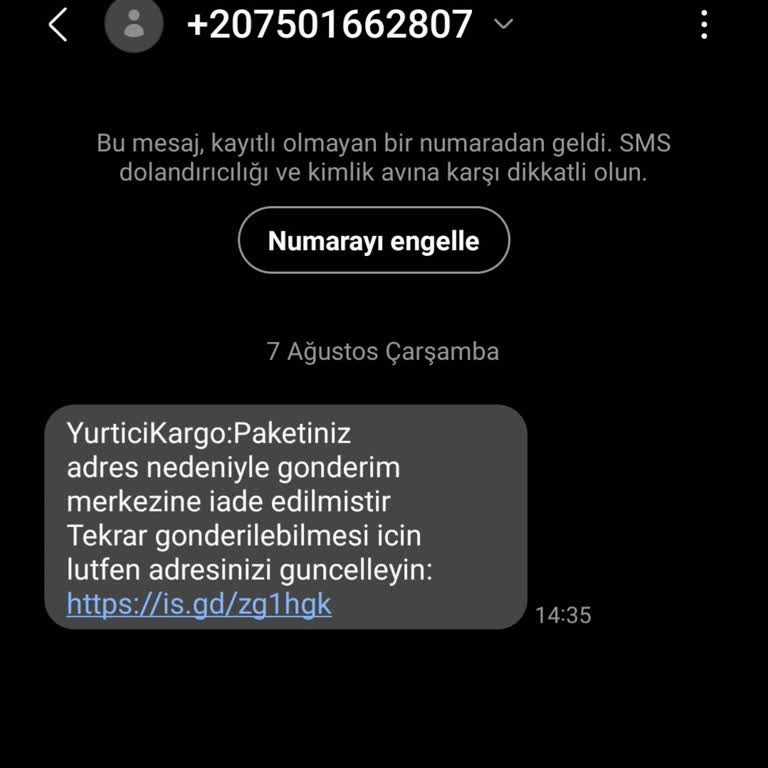 Sahte Kargo Mesajı Açıldığında PTT Kargo Yönlendirme Sahte