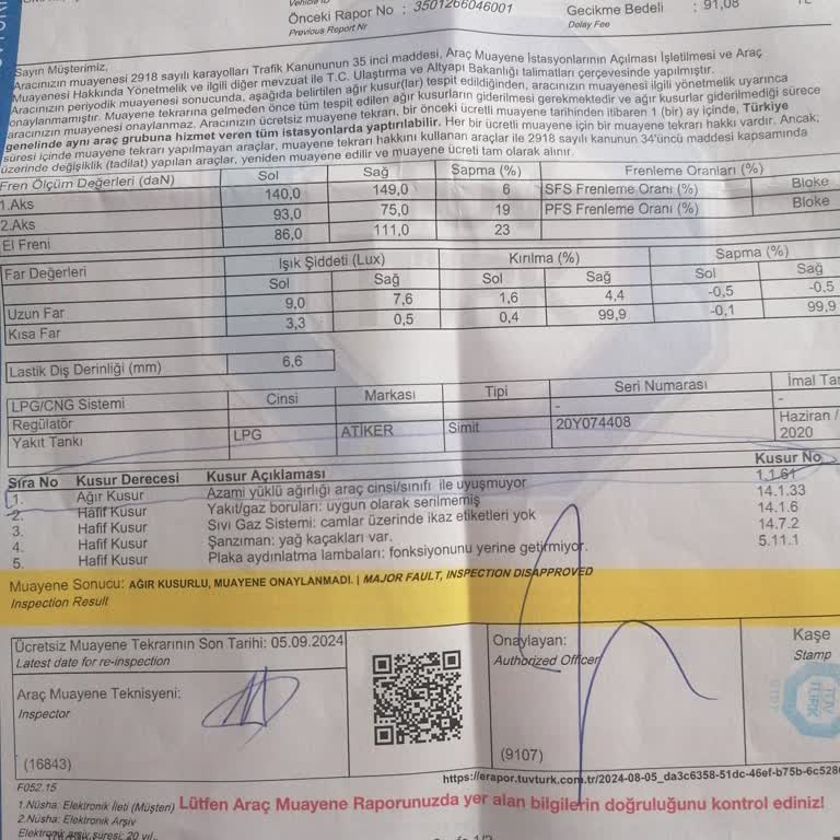Aracım Tüvtürk Muayeneden Azami Yüklü Ağırlığı Sıkıntısı
