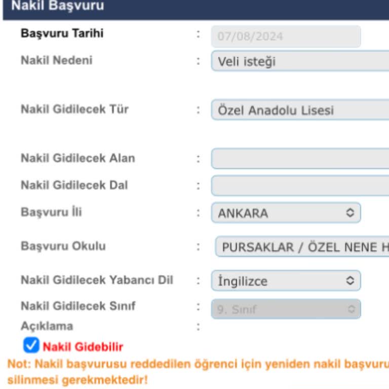 Milli Eğitim Bakanlığı (MEB) Acil Nakil Alamıyoruz