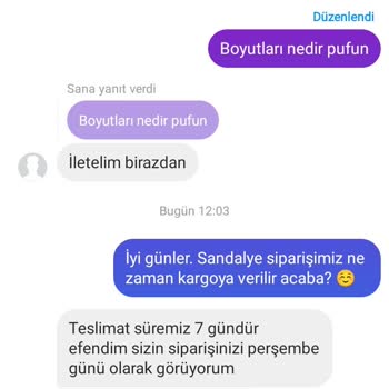 sandalye.home Instagram'dan Sipariş Verdiğim Sandalye Gelmedi