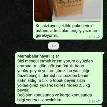 Yöresel Peynir Çarşısı Yanlış Ve Eksik Ürün Gönderimi: Müşteri Mağduriyeti
