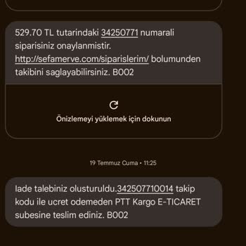 Sefamerve Ücretimi İade Etmiyor