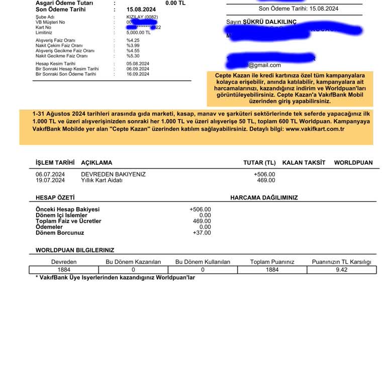VakıfBank Kredi Kartı Aidatı Kesintisi Yaptı