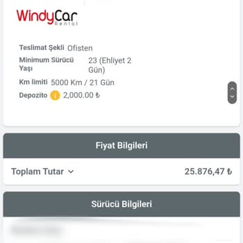Windy Car Araç Kiralama Kaskosu İçin Sonradan Ücret Alındı