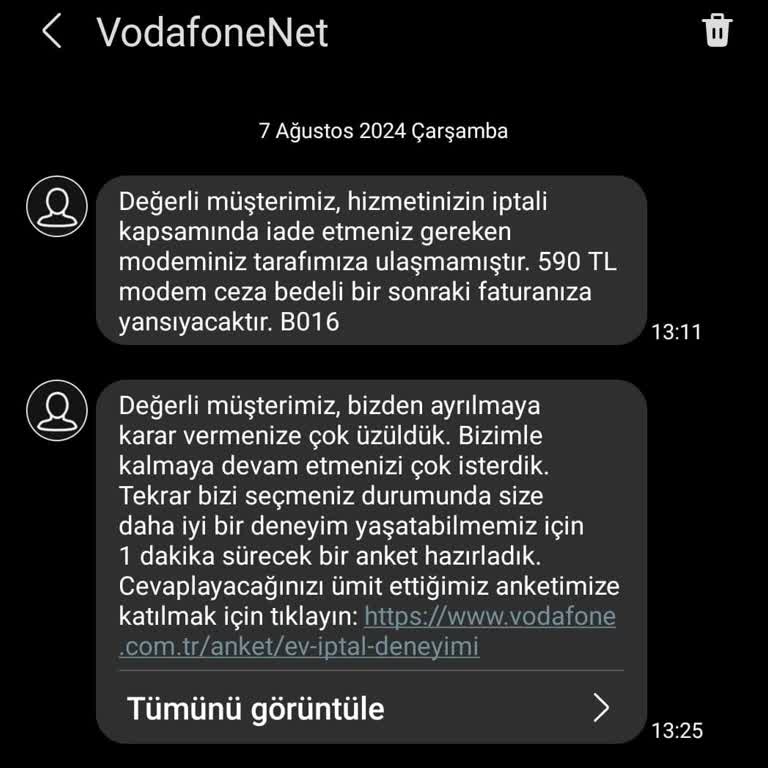 Vodafone Net Vodafone Modem İade Cezası