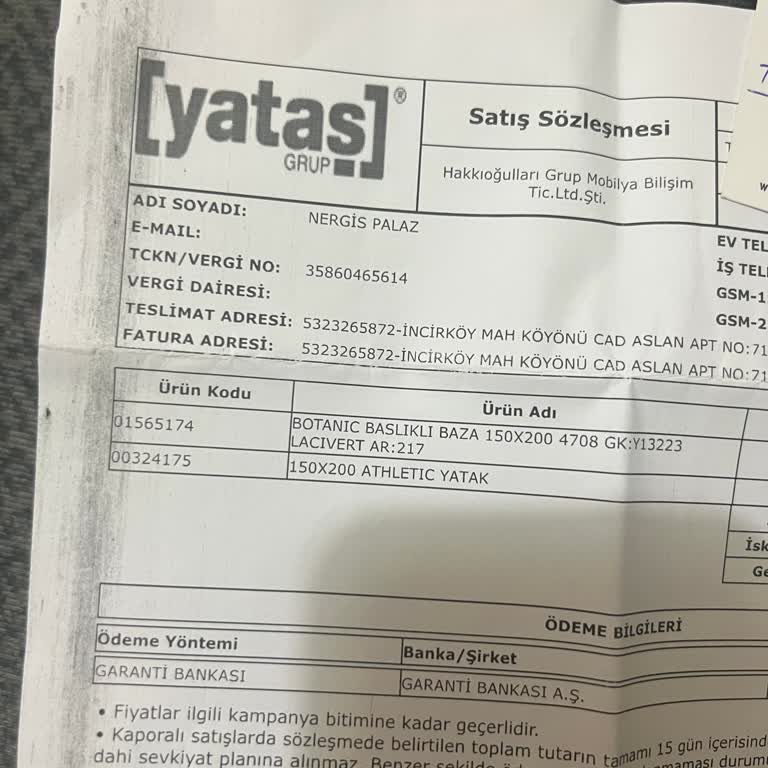 Yataş Şikayet/Teslim Edilmeyen Ürünler