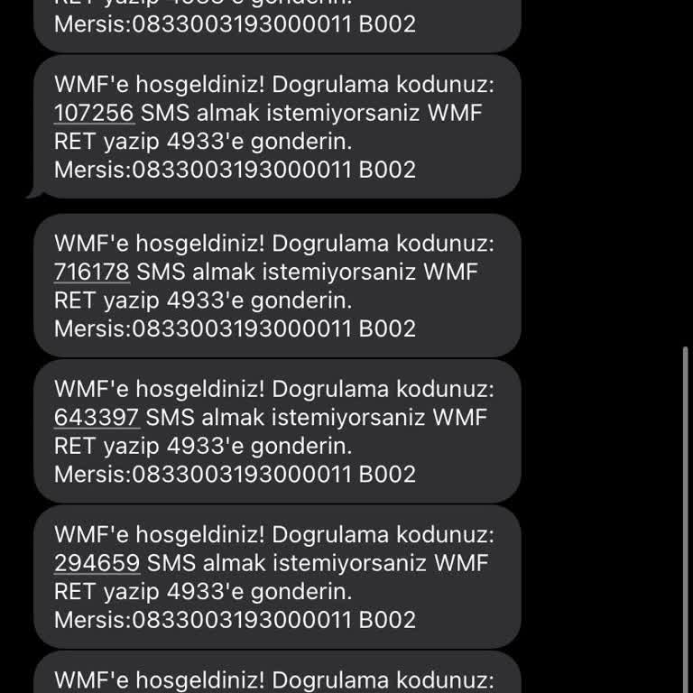 WMF Anlamsızca Sürekli Onay Kodu İçeren Mesajlar