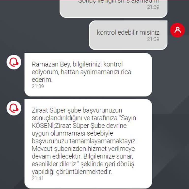 Ziraat Bankası Süper Şube Başvurusunun Onaylanmaması