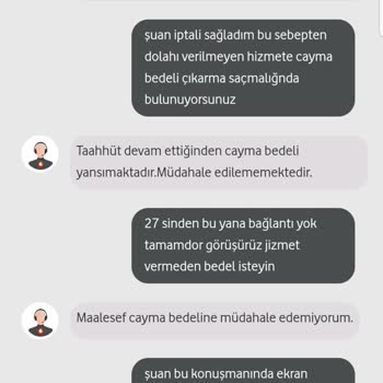 İptal Ve Verilmeyen Hizmete Cayma Bedeli Çıkaran Vodafone Net