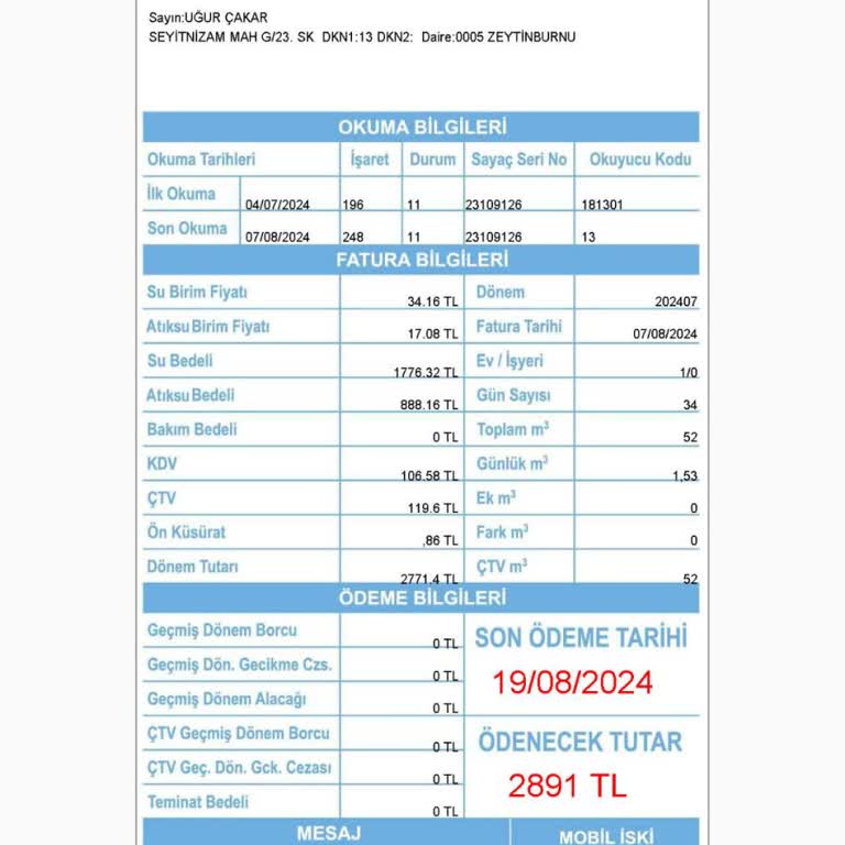 İBB - İstanbul Büyükşehir Belediyesi Su Faturasına Gelen Abartılı Zam